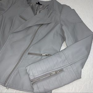 Apt. 9 Gray Faux Leather Moto Jacket Sz Medium